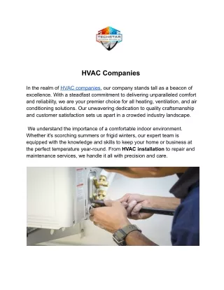 Stay Cool, Stay Comfortable: HVAC Companies That Deliver Excellence