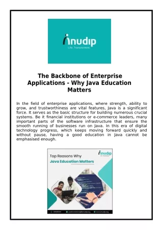 The Backbone of Enterprise Applications - Why Java Education Matters