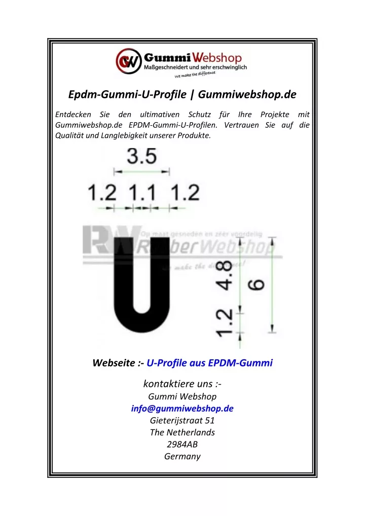 epdm gummi u profile gummiwebshop de