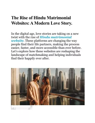 The Rise of Hindu Matrimonial Website: A Modern Love Story.
