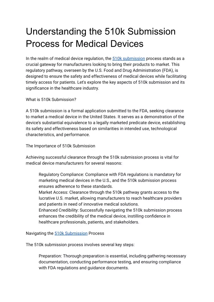 understanding the 510k submission process