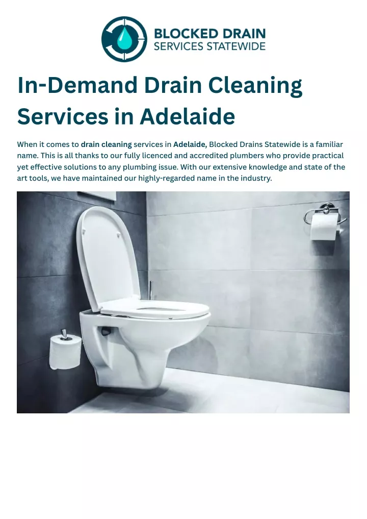 in demand drain cleaning services in adelaide