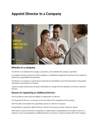 APPOINT DIRECTOR  IN A COMPANY