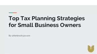 Top Tax Planning Strategies