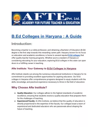 B.Ed Colleges in Haryana