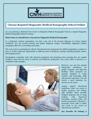 Choose Reputed Diagnostic Medical Sonography School Online