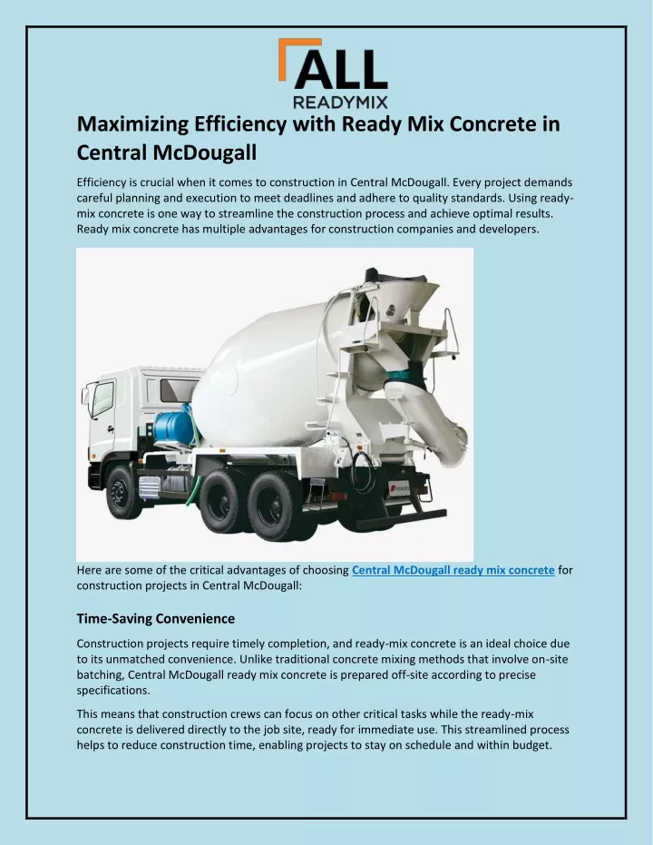 maximizing efficiency with ready mix concrete