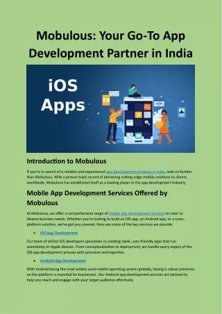 Mobulous: Your Go-To App Development Partner in India