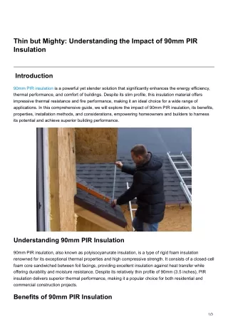 Thin but Mighty Understanding the Impact of 90mm PIR Insulation