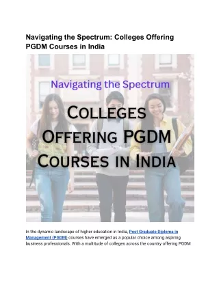 Navigating the Spectrum_ Colleges Offering PGDM Courses in India