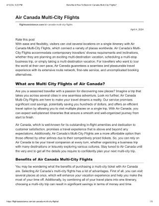 Air Canada Multi-city Flights