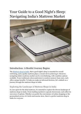 Your Guide to a Good Night's Sleep_ Navigating India's Mattress Market