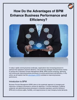 How Do the Advantages of BPM Enhance Business Performance and Efficiency