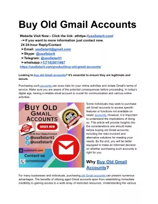 Buy Old Gmail Accounts