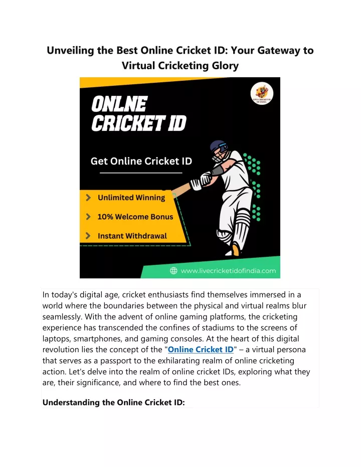 unveiling the best online cricket id your gateway
