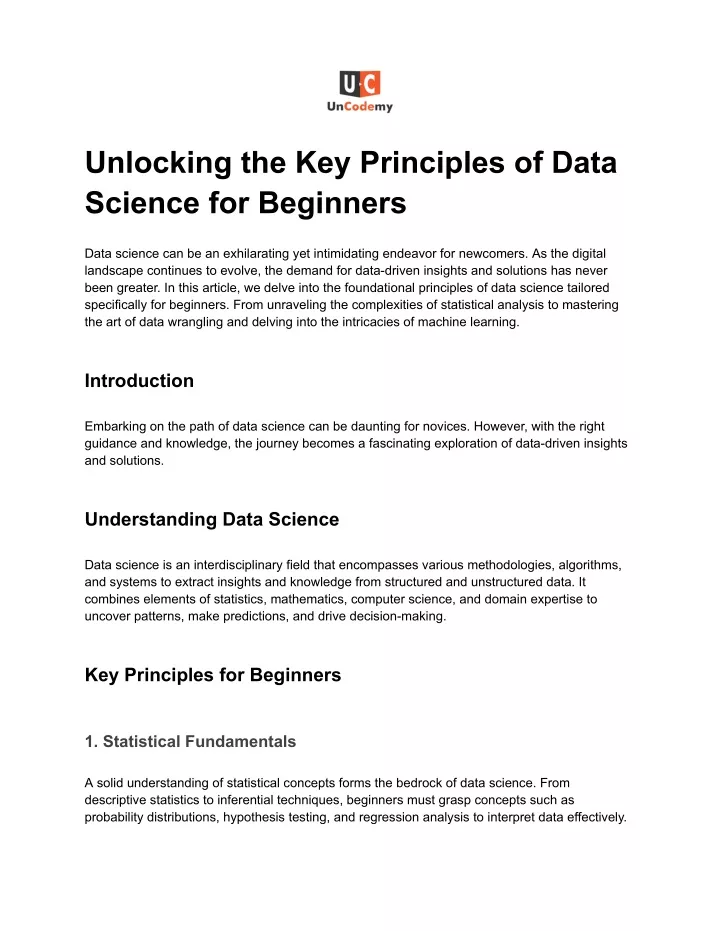 unlocking the key principles of data science