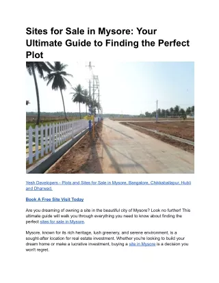 sites for sale in mysore your ultimate guide