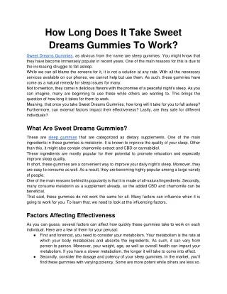 how long does it take sweet dreams gummies to work