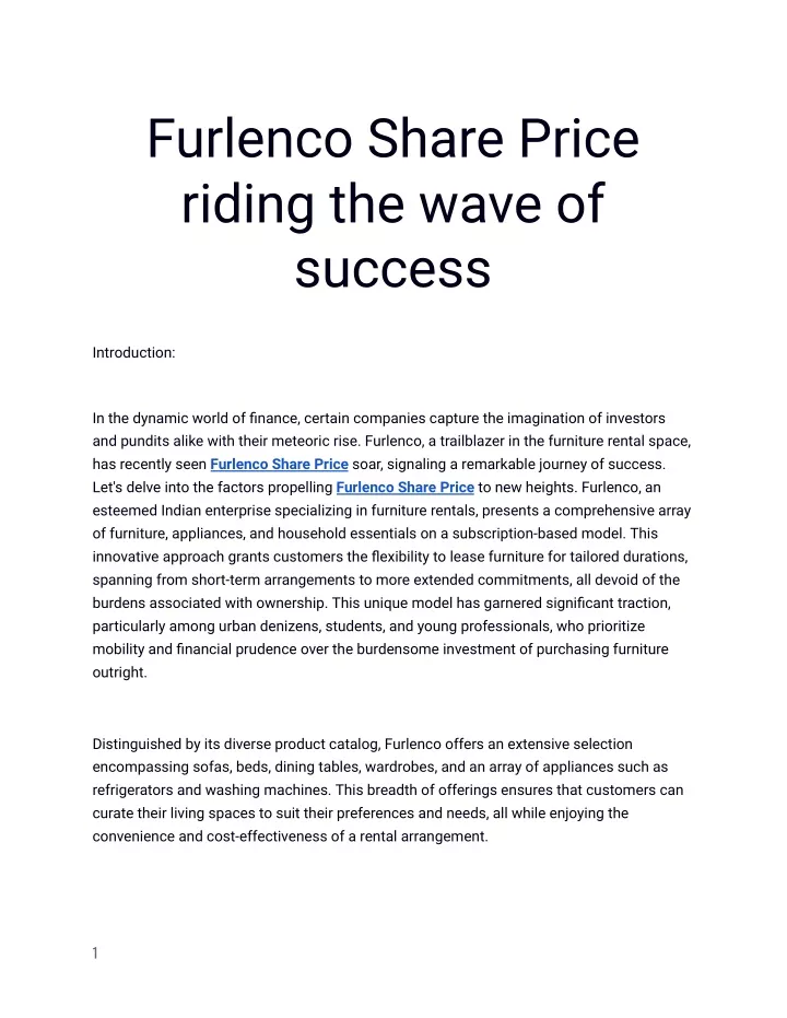 furlenco share price riding the wave of success