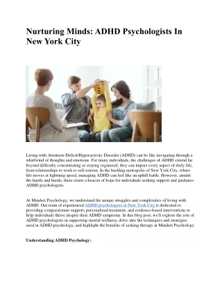 ADHD Psychologists in New York City