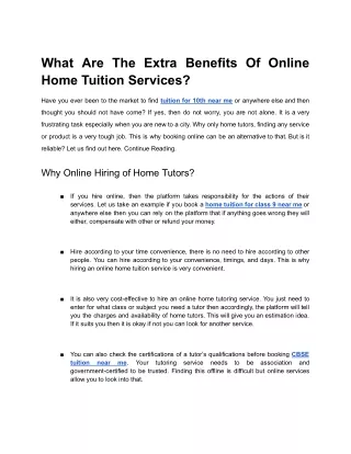 What Are The Extra Benefits Of Online Home Tuition Services