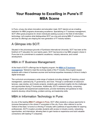 Your Roadmap to Excelling in Pune's IT MBA Scene