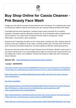 Buy Shop Online for Cassia Cleanser - Pnk Beauty Face Wash