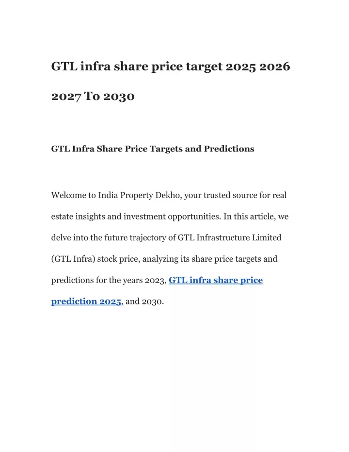 gtl infra share price target 2025 2026