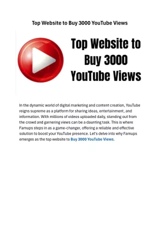 Top Website to Buy 3000 YouTube Views