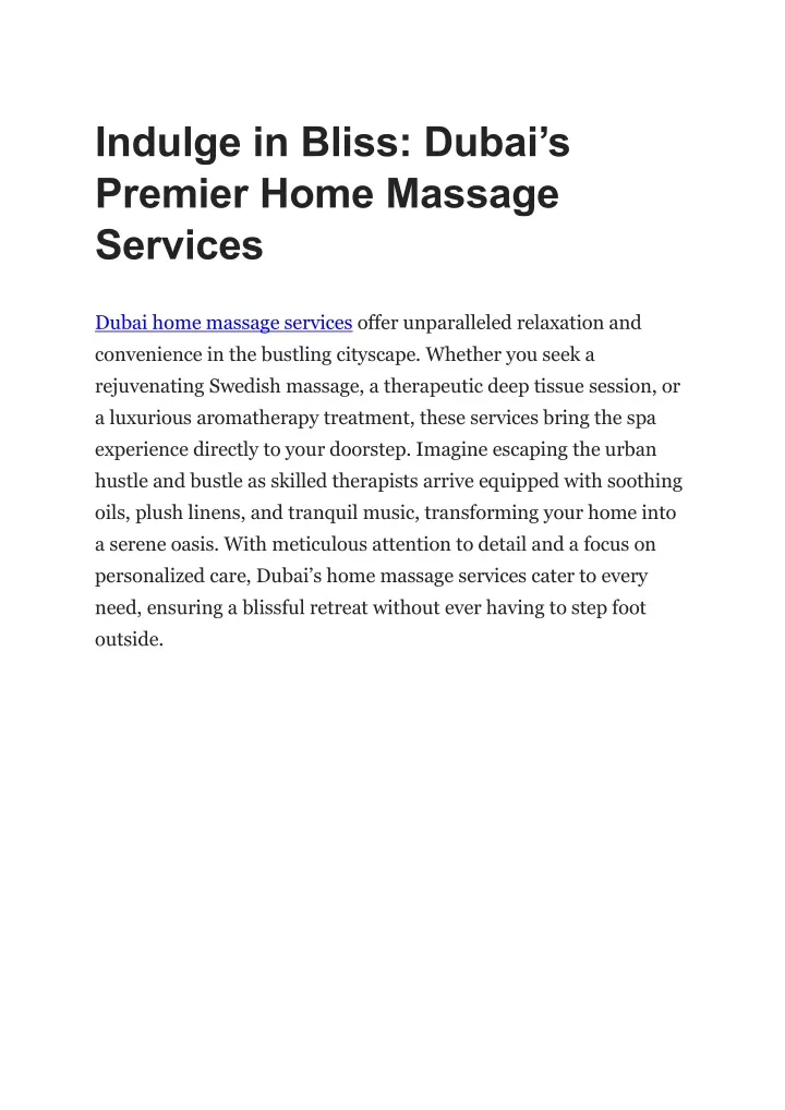 indulge in bliss dubai s premier home massage