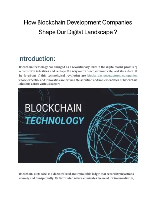 The Influence of Blockchain Development Companies on Digital Transformation