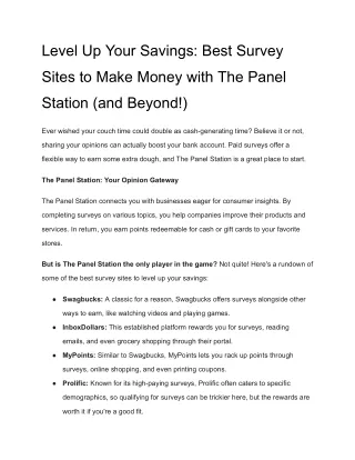 Level Up Your Savings_ Best Survey Sites to Make Money with The Panel Station (and Beyond