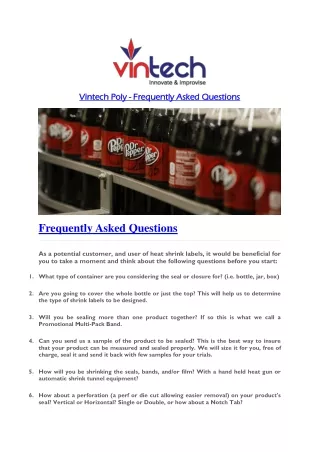 Vintech Poly - Frequently Asked Questions