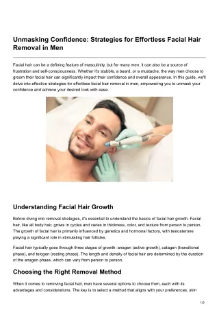 Unmasking Confidence Strategies for Effortless Facial Hair Removal in Men
