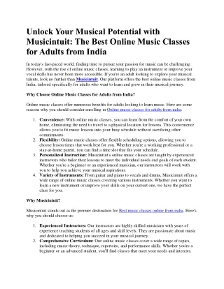 Online music classes for adults from india