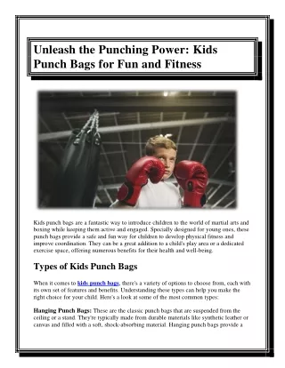 Unleash the Punching Power Kids Punch Bags for Fun and Fitness