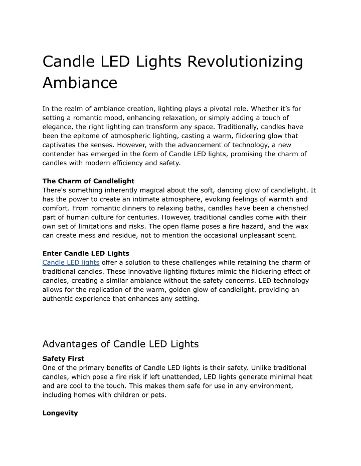 candle led lights revolutionizing ambiance