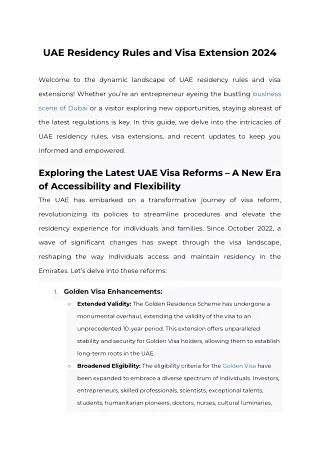 UAE Residency Rules and Visa Extension 2024