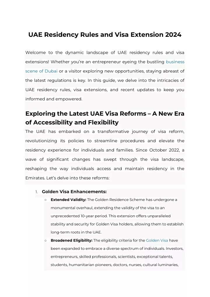 uae residency rules and visa extension 2024