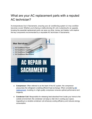 what are your ac replacement parts with a reputed