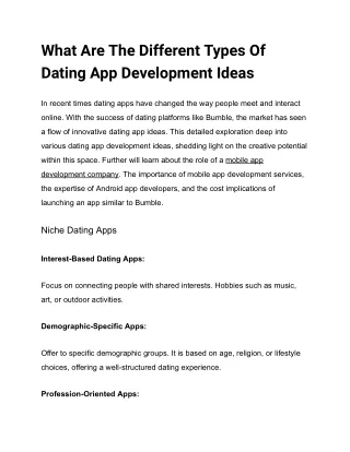What Are The Different Types Of Dating App Development Ideas