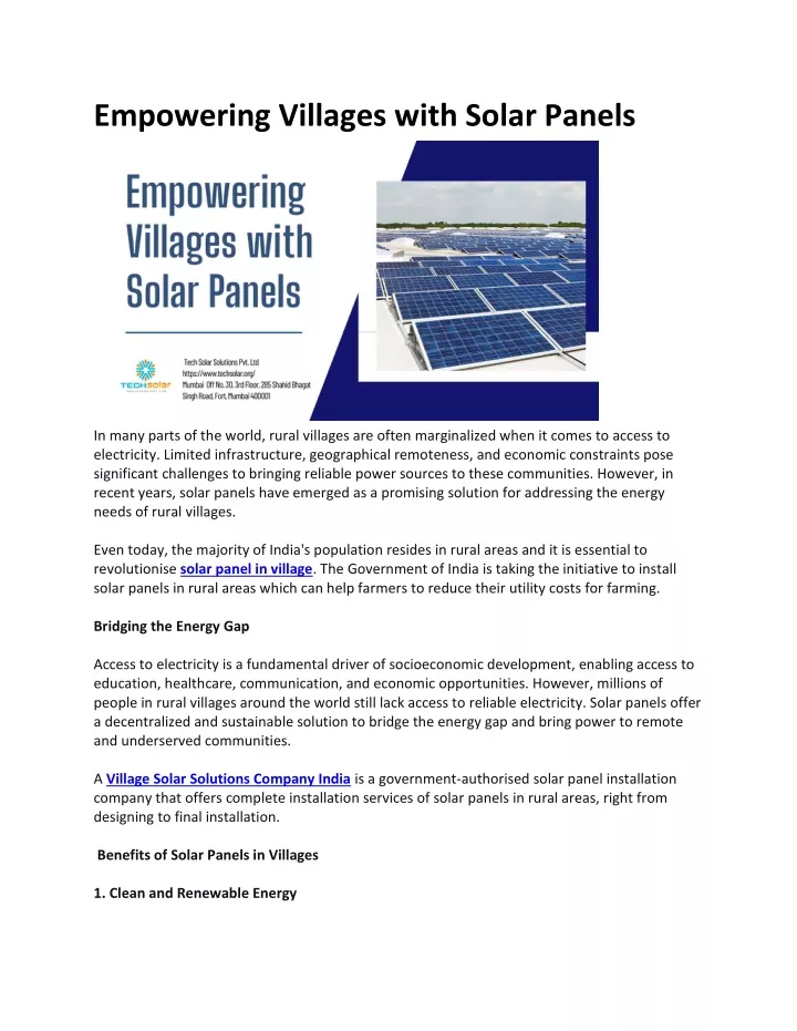 empowering villages with solar panels