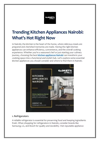 Trending Kitchen Appliances Nairobi: What's Hot Right Now