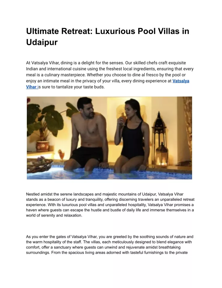 ultimate retreat luxurious pool villas in udaipur