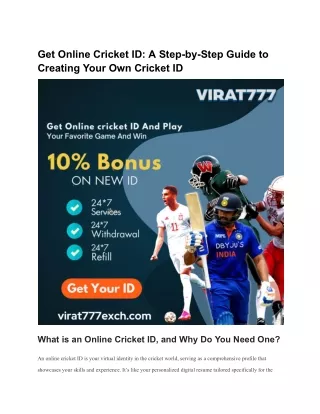 Get Online Cricket ID_ A Step-by-Step Guide to Creating Your Own Cricket ID