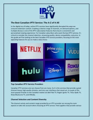 The Best Canadian IPTV Service: The A-Z of It All