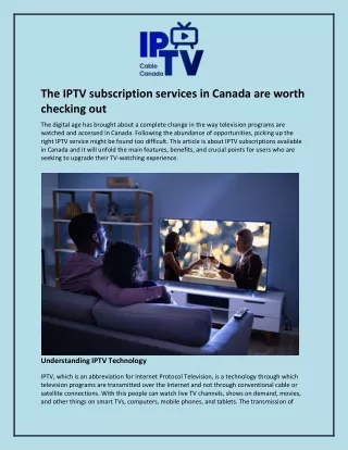 The IPTV subscription services in Canada are worth checking out
