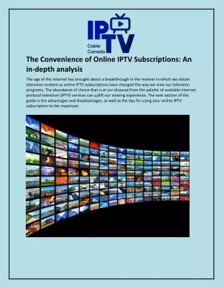 The Convenience of Online IPTV Subscriptions: An in-depth analysis