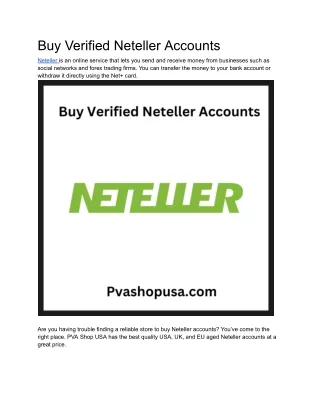 Buy Verified Neteller Accounts