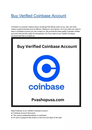 Buy Verified Coinbase Accounts Online Marketplaces